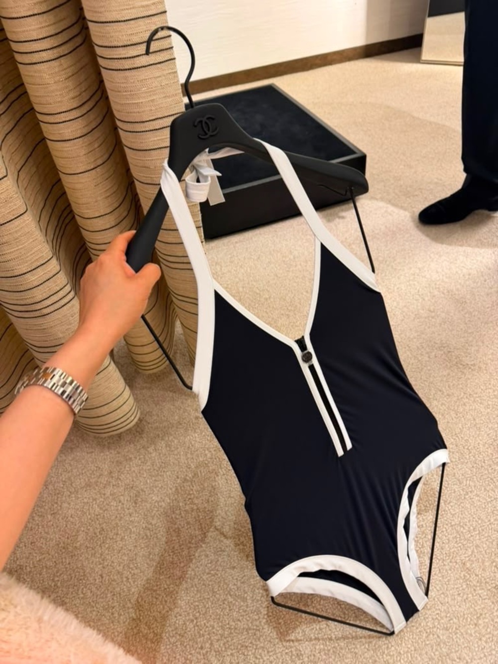 Chanel Coco Beach 2026 

CHANEL Black and White One-Piece Swimsuit